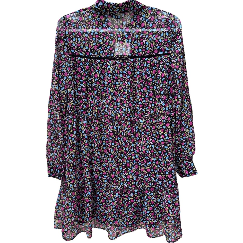 Zara Floral Mini Dress Long Sleeve Tiered Babydoll Multi Color Size M NWT - Picture 2 of 7